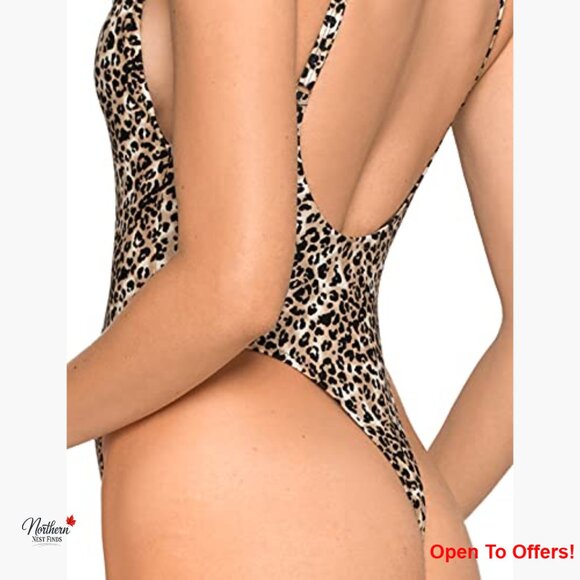 High Cut Low Back One Piece Swimwear with Adjustable Straps - Picture 5 of 7